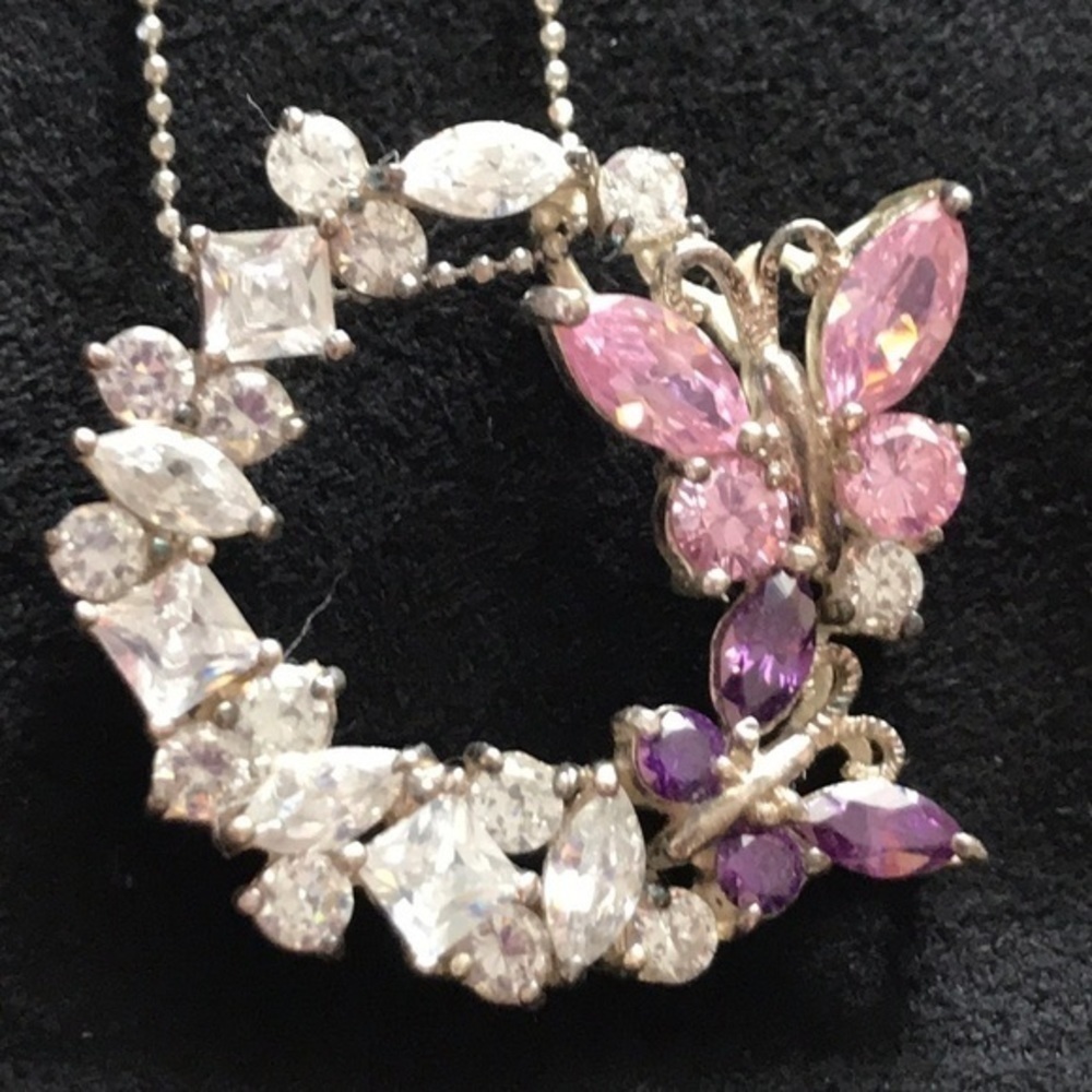 Elegant 925 sterling silver amethyst Italy‎ crystals necklace ✨